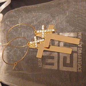 Cross Hoop GOLD earrings